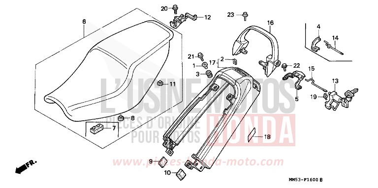 SITZ/WINDLAUF, HINTEN (CBR1000FH/FJ/FM) von CB1300 Super Bold'or ABS PEARL CRYSTAL WHITE (NH193H) von 1987